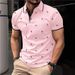 Men's Clothing New Men's Lapel Polo Flamingo Short Sleeved Shirt Fashionable Personality Printed Street Short Sleeved Top_viptrois.com