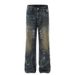 Men's Clothing High Street Vibe Distressed Blue Flared Jeans Men's Cool Slim Fit Pants_viptrois.com