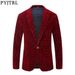 Man's clothing Men's suit Singer stage performance Burgundy velvet floral pattern coat slim wedding suit_viptrois.com