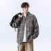 "Men's Vintage Plaid Flannel Shirt – Oversized Long Sleeve Button-Up, Fall Layering Essential (Breathable Poly-Cotton Blend)"_viptrois.com