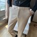 Men's Slim-Fit Dress Pants, Wrinkle-Resistant, Deep Gray, Business Casual, Straight Leg, Polyester Blend, Stretch Comfort_viptrois.com