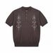 American Retro Old Money Style Henry Collar Short-sleeved T-shirt Men's And Women's Summer Loose Casual Ethnic Style Embroidered Top Tide_viptrois.com