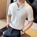 High Elasticity Men's Casual Polo Shirt Short Sleeve Ice Silk Seamless Thin Waffle Knit Style Summer Arrival_viptrois.com