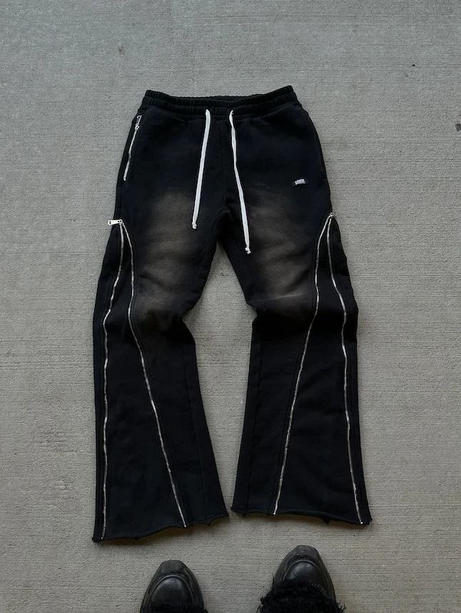 Men's Clothing Retro Zipper Design Sense Washed Sweatpants Men And Women_viptrois.com