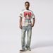 Men's Clothing High Street Washed Loose Straight Raw Edge Stitching Pants_viptrois.com