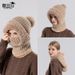 8410 Knitted Scarf Mask Integrated For Women Winter Cycling Windproof Fleece-Lined Warm Knit Hat_viptrois.com