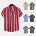 Men's Clothing Spring And Summer New Men's Shirts Men's Casual Striped Printed Short Sleeved Shirts For Men_viptrois.com