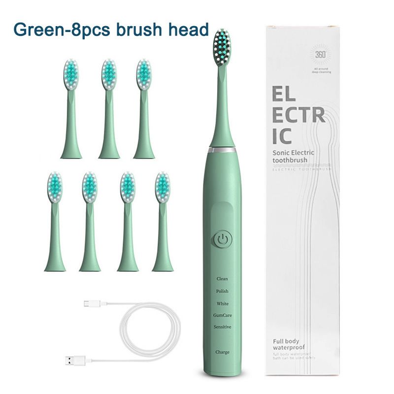 2024 3 Brush Heads, 5 Speed Sonic Electric USB Charging, Fully Automatic Soft Bristled Couple Toothbrushes, IPX7_viptrois.com