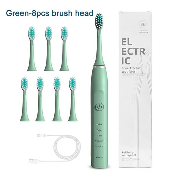 2024 3 Brush Heads, 5 Speed Sonic Electric USB Charging, Fully Automatic Soft Bristled Couple Toothbrushes, IPX7_viptrois.com