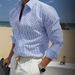 Men's Casual Striped Shirt – Long Sleeve Korean Style Lightweight Shirt | Business Casual & Everyday Wear_viptrois.com