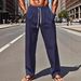 Men's Cotton-Linen Drawstring Pants – Lightweight Straight Fit Summer Trousers In White/Black/Khaki/Navy (S-3XL, Beach & Casual Wear)_viptrois.com