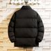Men's Winter Fleece Lined Puffer Jacket With Stand-Up Collar, Thickened Warm Coat For Outdoor Activities, Unisex Thermal Parka _viptrois.com