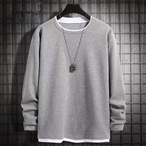 Men's Clothing Sweatshirt Spring And Autumn Trend Ins Gray Round Neck Autumn Clothing Bottoming Shirt Top Trendy Brand Casual Plus Velvet_viptrois.com