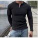 Autumn Winter American Style Slim Fit Thermal Base Layer T-Shirt Warm Top Fitness Sports Men Half-Zip Round Neck Long_viptrois.com