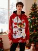 Christmas Print Hoodie – Oversized Unisex Pullover With Digital Graphic (Spandex Blend, Loose Fit, Couple Matching, Streetwear Holiday Vibes)_viptrois.com