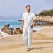 Spring And Summer New Men's Clothing Men's Loose Casual Cotton And Linen Short Sleeved Trousers Suit_viptrois.com
