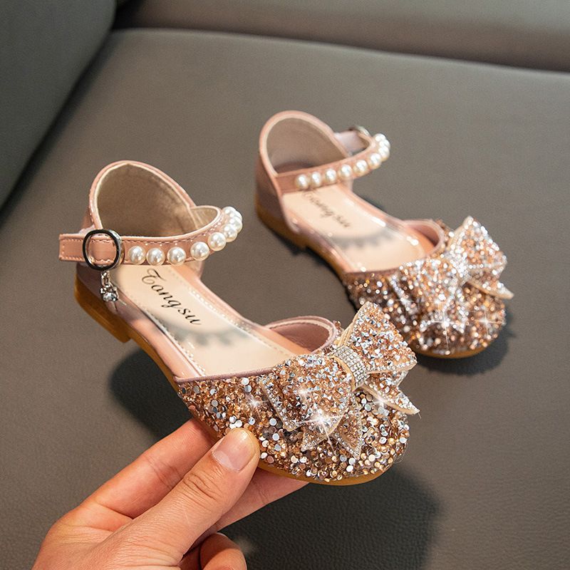 2024 Children's Princess Shoes Spring And Summer New Dance Soft Bottom Girls Korean Version Girls Single Shoes Sandals Crystal Bow_viptrois.com