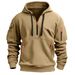 Autumn Winter Hoodie Zipper Multi-Pocket Pullover Men's Sports Casual Jacket European Size_viptrois.com