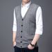 Men's Wool Blend V-Neck Sleeveless Sweater Vest - Plaid & Camouflage Pattern, Slim Fit, Casual Pullover For Autumn_viptrois.com
