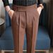 Men's Slim Fit Casual Dress Pants High Waist Three Dimensional Tailoring Neapolitan Style New 2025_viptrois.com
