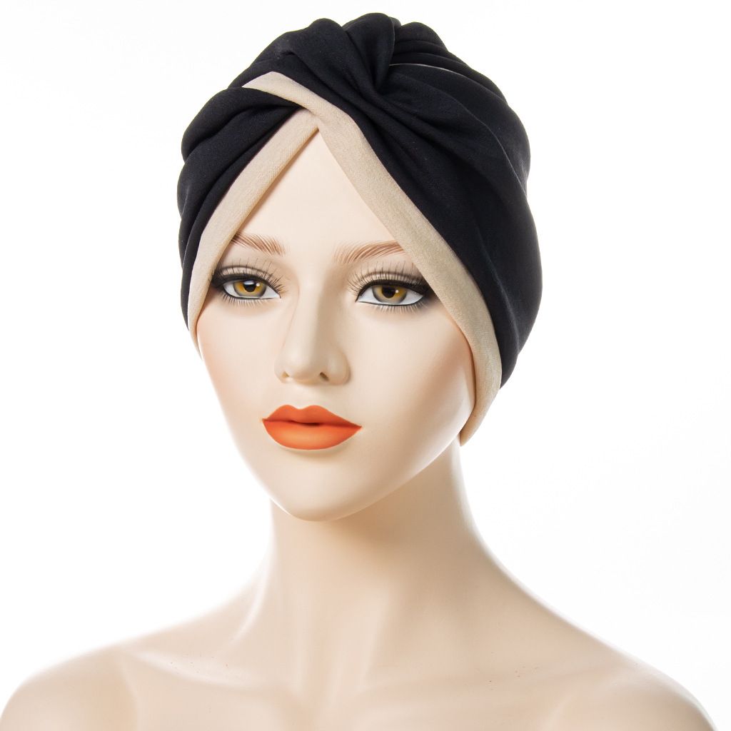 Hot Selling New Turban Hat Two Color Stitching Forehead Cross Muslim Indian Hat One Piece Dropshipping_viptrois.com
