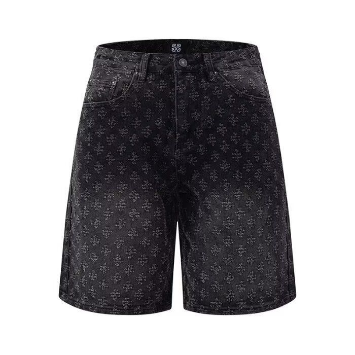 Men's High Street Washed Jacquard Denim Shorts – Relaxed Fit Cargo Shorts (S-3xl) Artisan Washed Texture_viptrois.com
