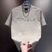 Men's Premium Heavyweight Tie-Dye Letter Print Short Sleeve T-Shirt - Breathable Linen Blend, Relaxed Fit For Summer Casual Wear_viptrois.com