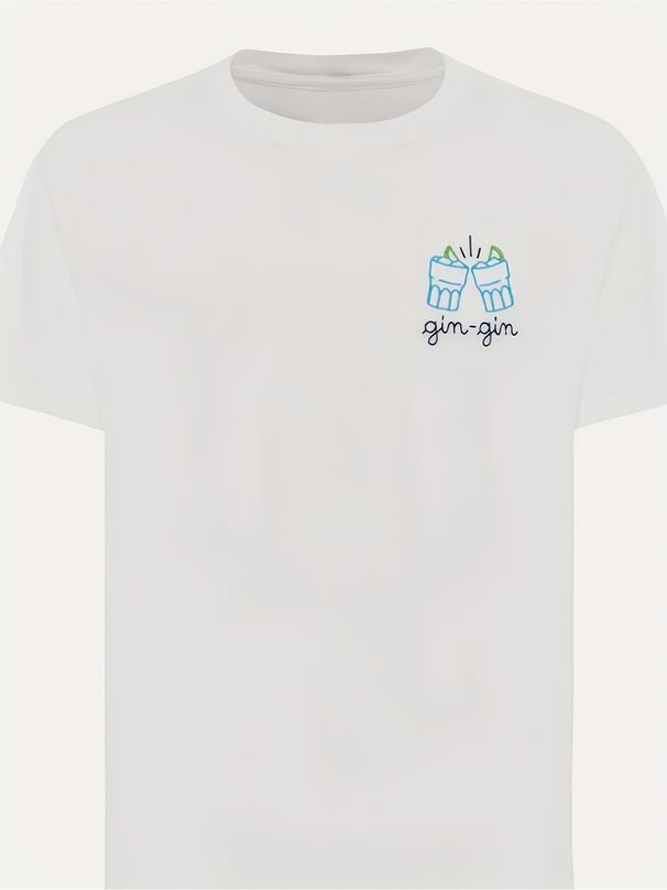 Maglietta Uomo 100% Cotone 180g Collo Tondo Stampa Gin Portofino Lavabile Multistagione Sport Casual Vestibilità Regolare_viptrois.com