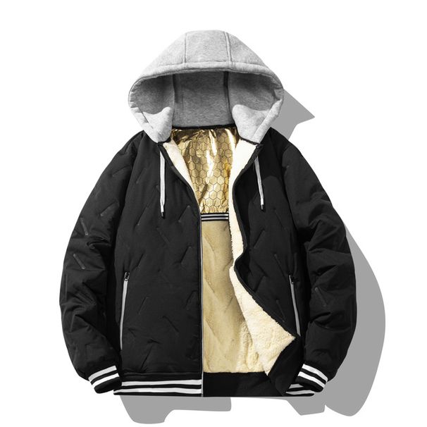 Men's Graphene-Infused Hooded Jacket - Winter Fleece-Lined Coat With Ultrasonic Welding Tech, Windproof Polyester Outer Shell_viptrois.com