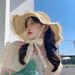 Straw ins Korean version up hollow straw woven Women's summer outing Sunscreen beach sun lace Sun hat_viptrois.com