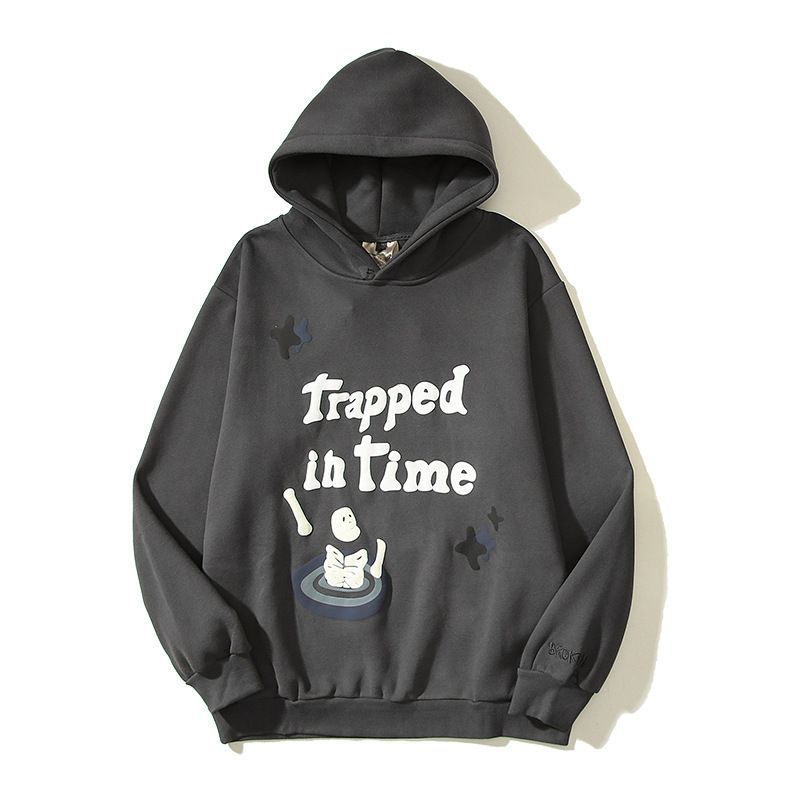 Men's Clothing European And American High Street Hip Hop Street Time Swirl Foaming Graffiti Letters Hoodie Sweatshirt Europe And America_viptrois.com
