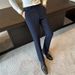 Men's Slim-Fit Dress Pants, Wrinkle-Resistant, Deep Gray, Business Casual, Straight Leg, Polyester Blend, Stretch Comfort_viptrois.com