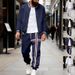 Men's Fleece-Lined Baseball Jacket & Pants Set - Winter Outdoor Casual Sportswear For Urban Commuting (Black, Navy, Grey, Grey/White Sleeves)_viptrois.com