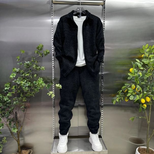 new fashion cros order casual loose youth suit sweatshirt hooded sweatshirt sweatpants solid color polyester suit_viptrois.com