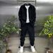 Men's Clothing Casual Spring Shirt Pants Set Comfortable Loose Fit Long Sleeve Shirt Trousers Stylish Matching Outfit (Black/White Grey, Sizes M-3XL)_viptrois.com