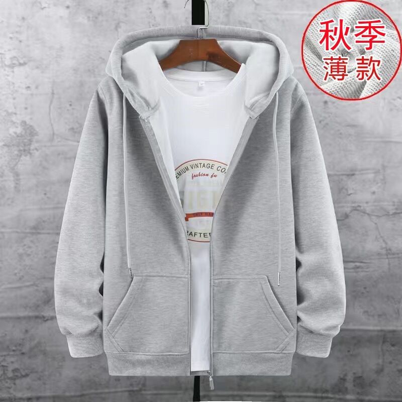 Pure Fleece-Lined Jacket For Men 2023 New Cardigan Plus Size Casual Sweatshirt Loose Fit Autumn Winter Zipper Hooded Top_viptrois.com