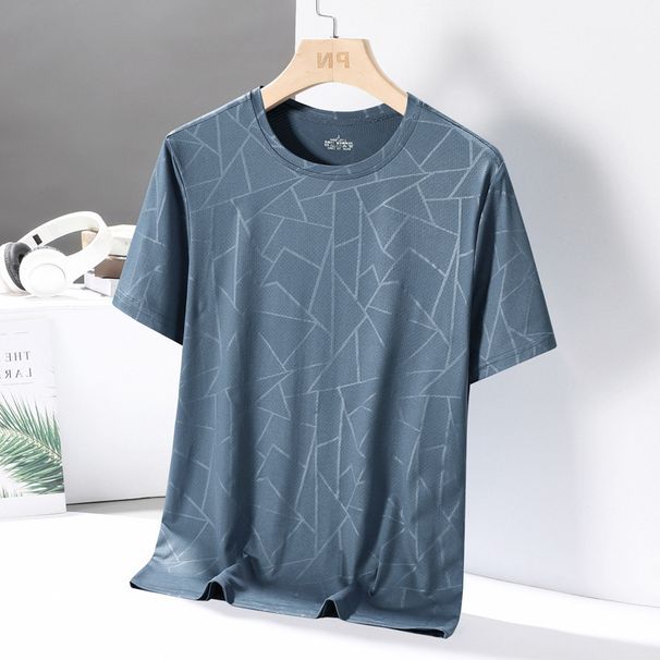 Men's Clothing T Shirt New Ice Silk Geometric Print Youth Casual Half Sleeve Quick Dry Fitness Clothing Men_viptrois.com