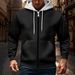 Cross-Border Foreign Trade New Men's Zipper Hooded Long Sleeve Solid Color Top Fleece Casual Sports Fashion Sweatshirt_viptrois.com