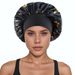 Wide Brim Women's Pullover High Elasticity Beauty Chemotherapy Hat Butterfly Flower Print Satin Sleep Cap_viptrois.com