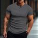 Men's Summer Striped Henley Knit Shirt – Athletic Stretch Fit (Breathable, Moisture-Wicking, 7 Classic Colors, Extended Sizes)_viptrois.com