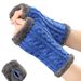 Unisex Fleece gloves Knitted figure-eight twist fingerless gloves Short warm cuff with fleece gloves_viptrois.com