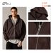 Men's Zip-Up Hoodie & Jogger Set – Heavyweight Streetwear Two-Piece (S-XXL, Black/Brown)_viptrois.com