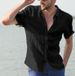 Men's Clothing 2025 New European And American Summer Short Sleeve Tops Casual Cardigan Foreign Trade Men's Shirt Men's Solid Color Shirt_viptrois.com