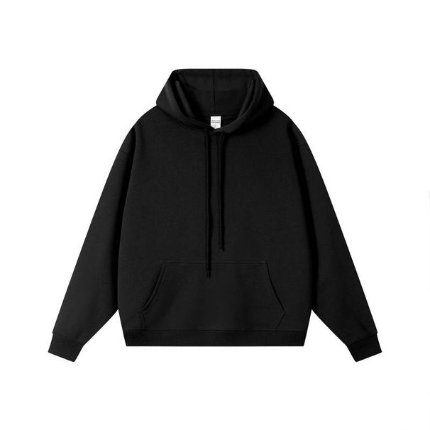 Men's 350g Pure Cotton Retro Hoodie, Heavyweight Loose Fit Casual Pullover For Spring & Autumn, Classic Solid Color Streetwear_viptrois.com