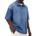 Men's Washed Cotton Long Sleeve Zip-Up Stand Collar T-Shirt – Summer Casual & Stylish Polo Shirt_viptrois.com