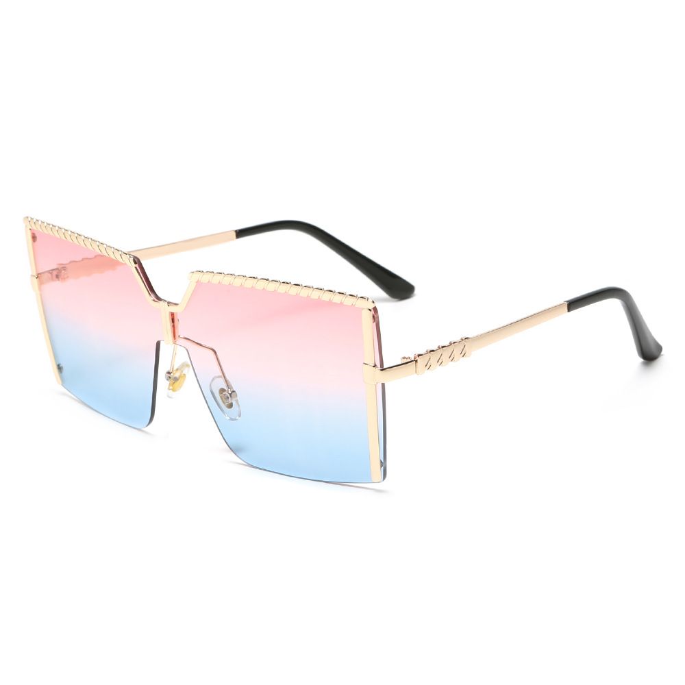 Square Half Frame Sunglasses For Women - Large Gradient UV400 (Class 3, Fashionable)_viptrois.com