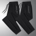 Men's Lightweight Breathable Jogger Pants - High Waist Loose Fit Elastic Waistband Casual Trousers For Summer, Black Grey Blue (Straight & Tapered Leg_viptrois.com