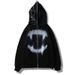 2023 New Mouth Print Punk Style Harajuku Y2k Gothic Hoodie Long Zipper Sweatshirt_viptrois.com