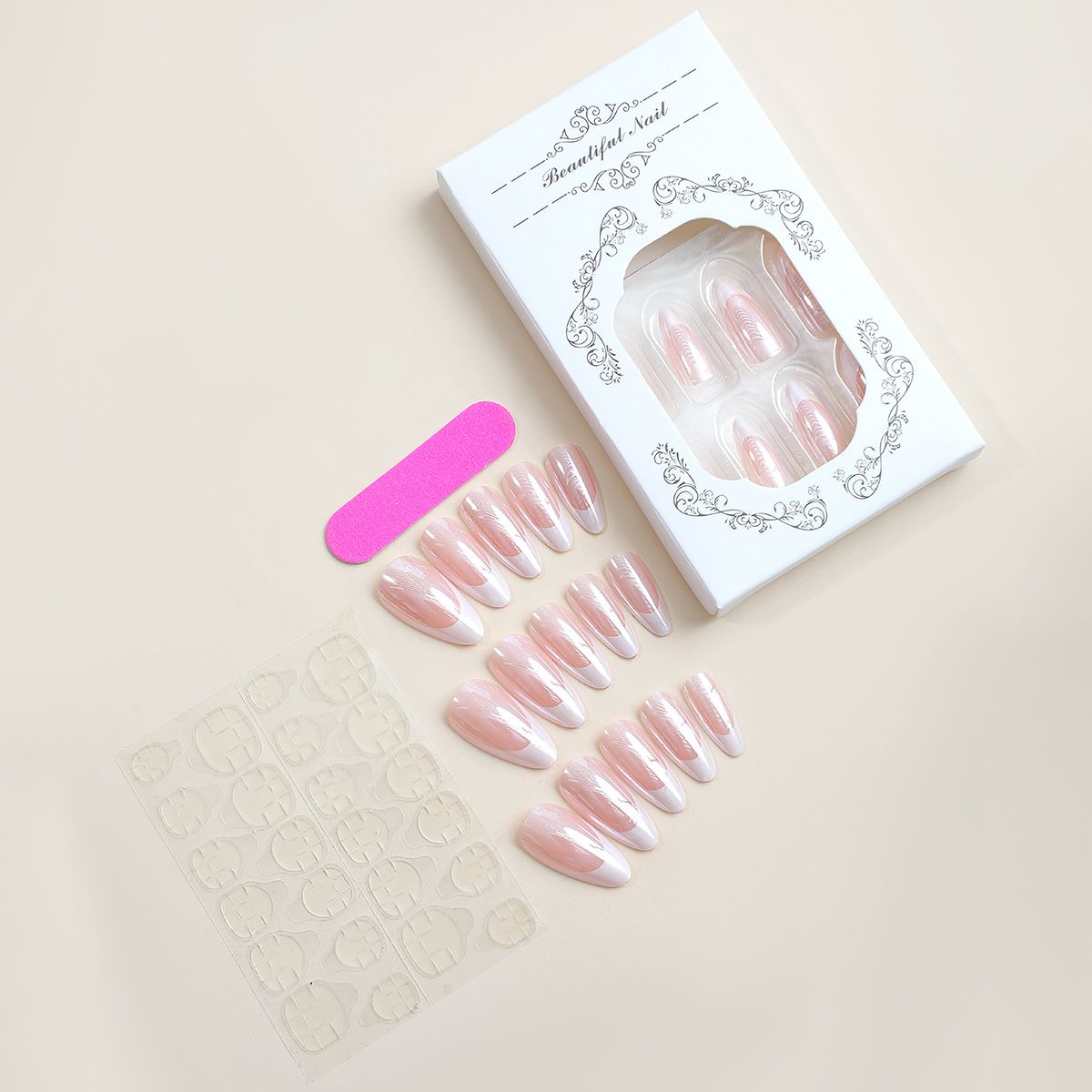 Wearable Nail Tips Wholesale Electroplating White Edge French Simple Nail Art Stickers Removable Wearable False Nails_viptrois.com