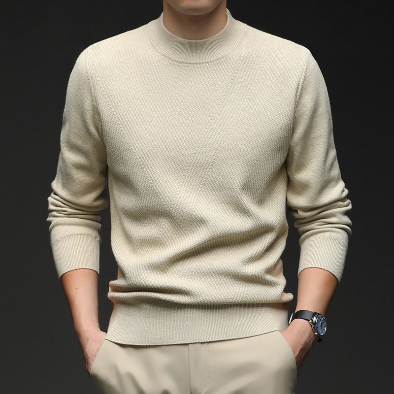 Men's Premium Jacquard Knit Sweater - Soft Breathable Pullover With Relaxed Fit For Winter & Fall_viptrois.com